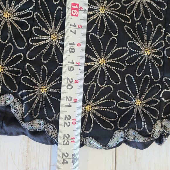 Vintage Mark & John By Gopal Silk Black Beaded Halter Top Blouse Elegant Party L - Picture 8 of 13